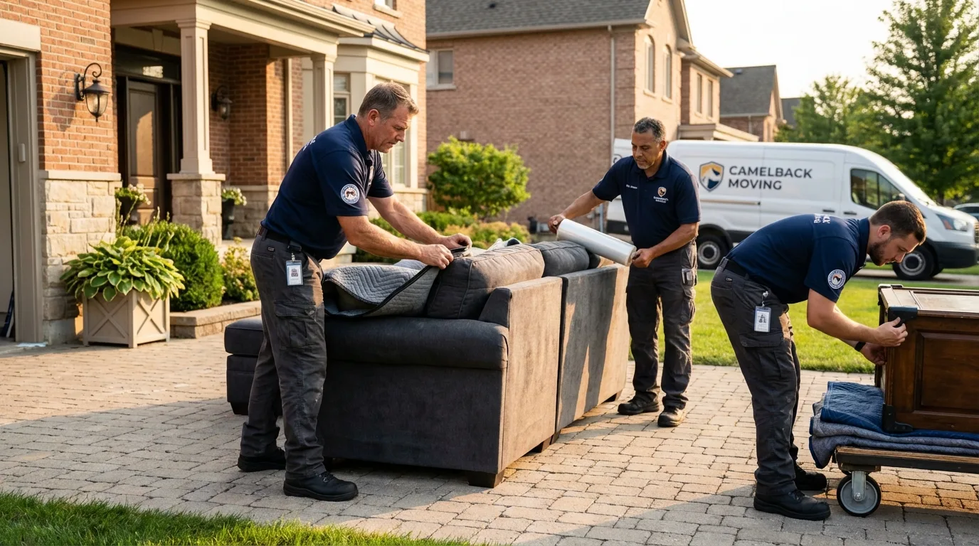 Large estate moving crew wrapping furniture in Crescent City, FL